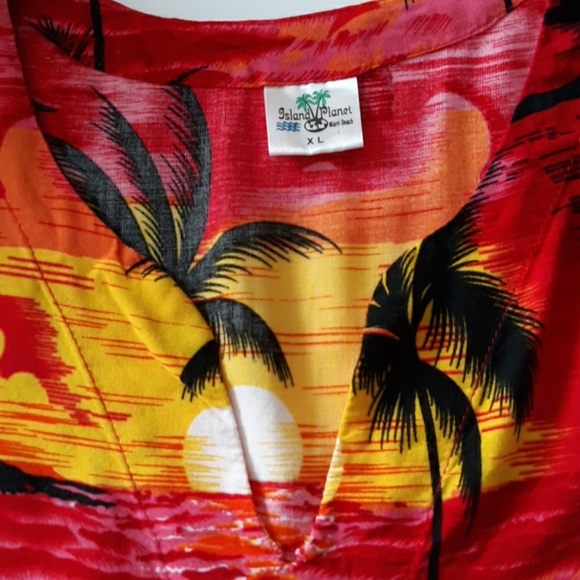 Island Planet Red/Pink Tropical Print Coverup XL - Picture 3 of 5